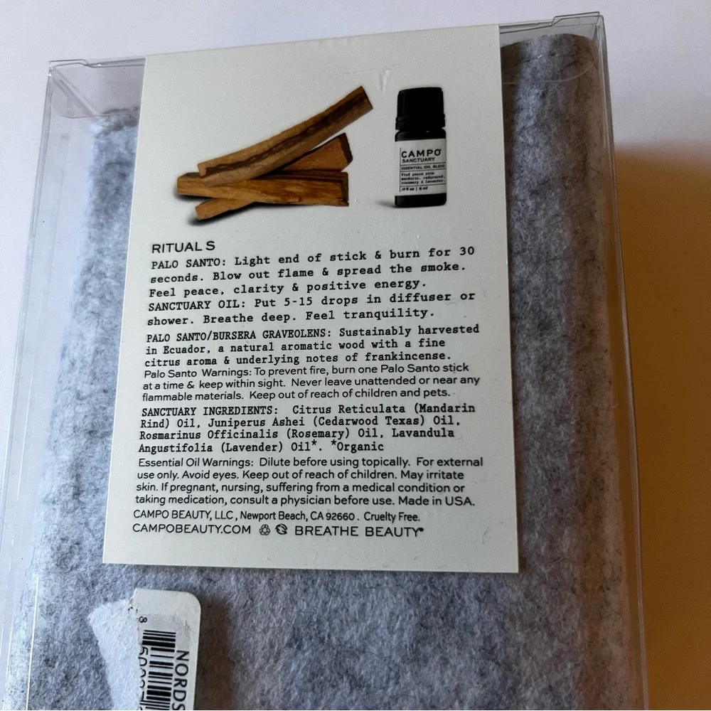 CAMPO HOME REFRESH KIT PALO SANTO WITH SANCTUARY ESSENTIAL OIL NWT